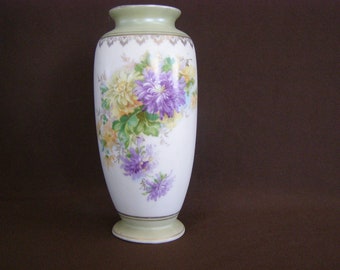 Vintage Austria Hand Painted Vase. No chips, but some crazing. Chrysanthemum motif