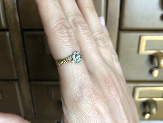 Antique Opal Ring Size 6 Solid 10k Gold - Victori… - image 4
