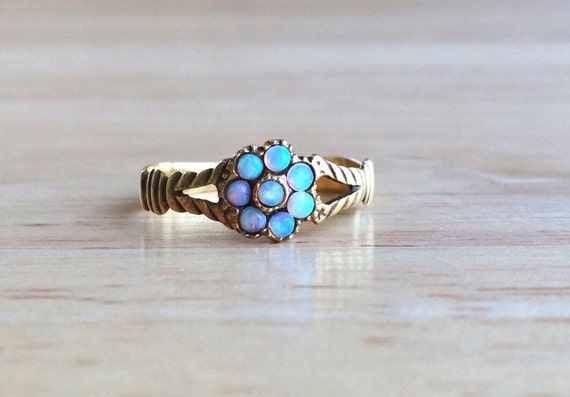 Antique Opal Ring Size 6 Solid 10k Gold - Victori… - image 1