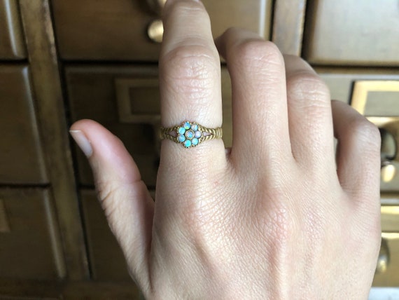 Antique Opal Ring Size 6 Solid 10k Gold - Victori… - image 2