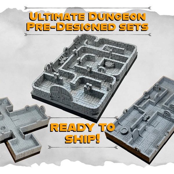 Dungeon Blocks Ultimate Dungeon Tiles - READY TO SHIP - pre-designed sets - for D&D, Pathfinder, and other tabletop gaming, Customizable