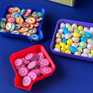 Boardgame Token Trays | Stackable | Two sizes | Multiple Colors | Spout option to easily re-bag your tokens