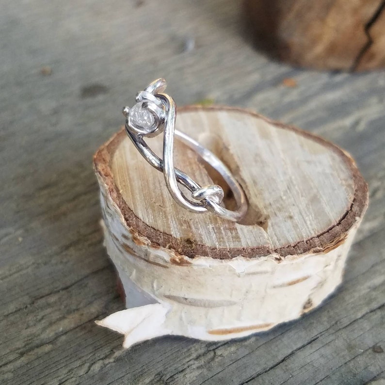 Sterling silver and raw diamond ring Wedding ring Raw diamond ring Engagement ring diamond engagement ring unique ring ooak one of a kind