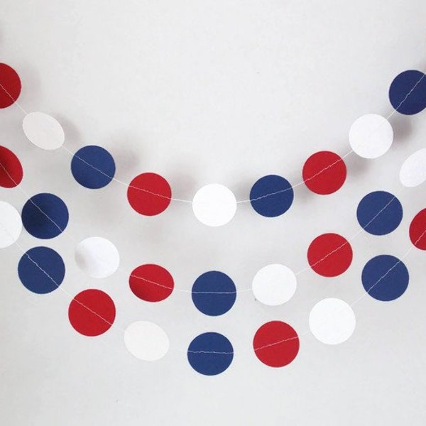 Red White and Blue garland, 4th of July decorations, Patriotic paper garland, memorial day garland, Graduation backdrop
