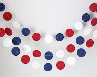 Red White and Blue garland, 4th of July decorations, Patriotic paper garland, memorial day garland, Graduation backdrop