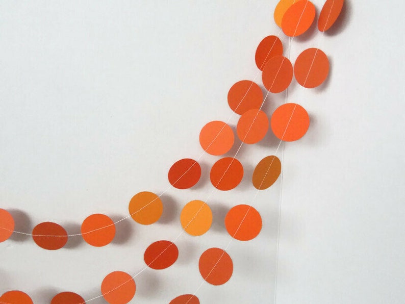 Shades of orange circle garland, Party decorations, Birthday decorations, Circle garland, Orange garland, Cake smash, Back to school image 4