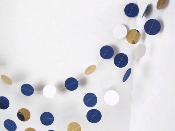 Navy Blue And Gold Circle Garland Graduation Decorations Etsy