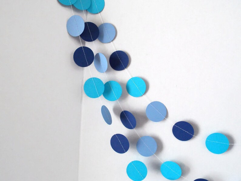 Navy Blue Birthday decorations Blue and Aqua circle garland Baby shower garland Cake smash backdrop