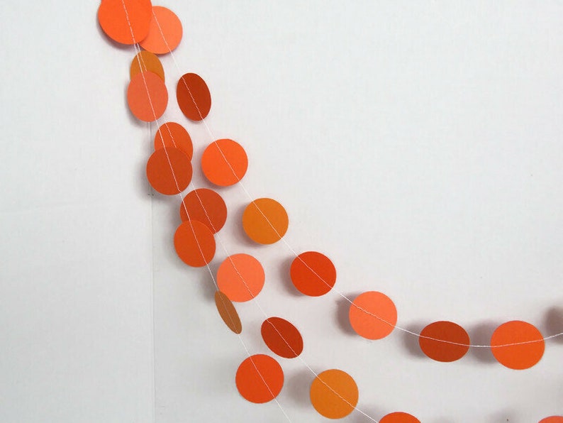 Shades of orange circle garland, Party decorations, Birthday decorations, Circle garland, Orange garland, Cake smash, Back to school image 5