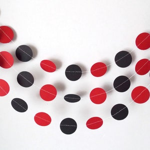 Black and Red garland, Circle garland, Black and Red bunting, Party decorations, Mickey mouse garland, 1st birthday party, graduation