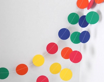 Colorful party garland, Primary color kids birthday decorations, Rainbow garland 10ft long, Back to school decorations
