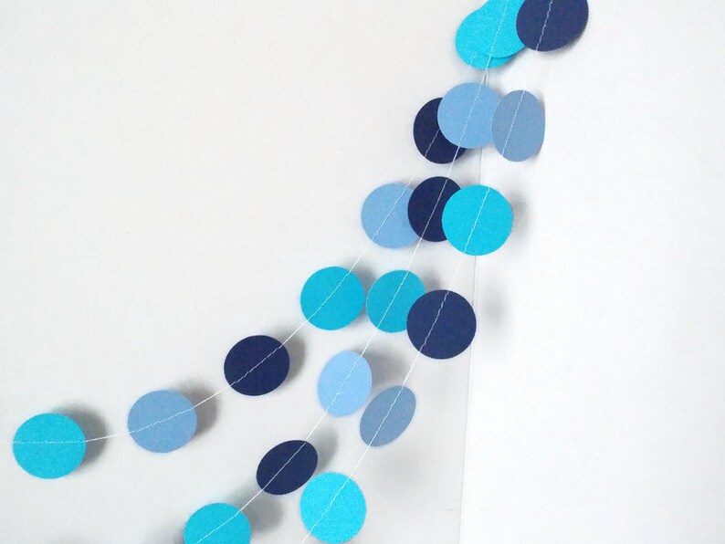 Navy Blue Birthday decorations Blue and Aqua circle garland Baby shower garland Cake smash backdrop