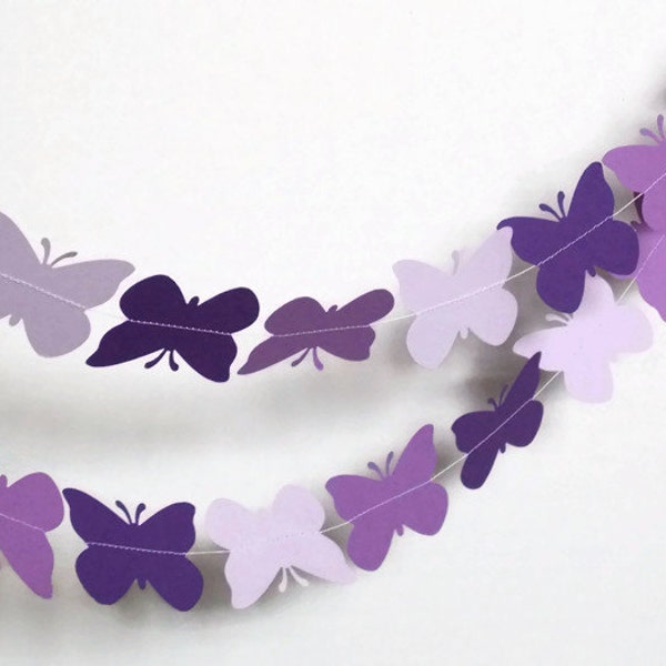 Butterfly Paper Garland, Purple decorations, Baby Shower Garland, Butterfly nursery decor, Bridal Shower decor, Butterfly birthday garland