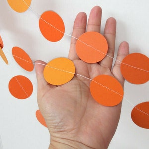 Shades of orange circle garland, Party decorations, Birthday decorations, Circle garland, Orange garland, Cake smash, Back to school image 2