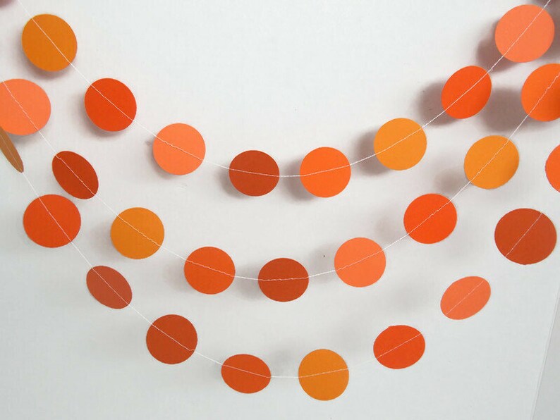 Shades of orange circle garland, Party decorations, Birthday decorations, Circle garland, Orange garland, Cake smash, Back to school image 3