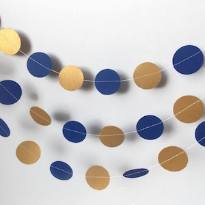 Navy blue and Gold circle garland, Graduation decorations, Birthday Garland, Party decorations, Back to school decorations