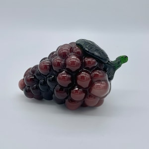 Vintage Art Glass ~ Grape Cluster ~ Purple with Green Stem ~ Hand Blown