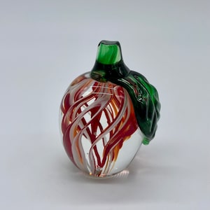 Vintage ~ Prestige Art Glass ~ Apple Paperweight ~ Jellyfish Swirl Design ~ Hand Blown ~ Stamped Base ~ Dated