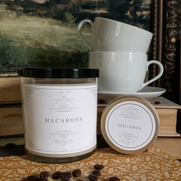 Macarons (No. 56), Cafe Candle, Home Decor, Gift, Home Fragrance, Slow Burning Soy Candle