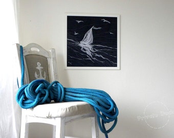 By the Wind - Textile Art, Nautical Art, Nautical Chic, Fine Art, Contemporary Art. Modern interior, wall hanging
