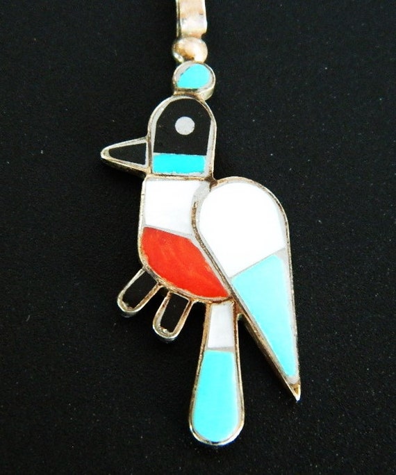 Native American Zuni Turquoise Coral Jet MOP Ster… - image 1
