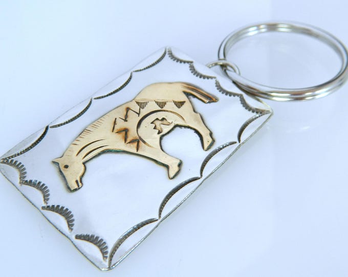 Native American Key Rings Native American Navajo Hand Stamped Sterling Silver Brass Handmade ...
