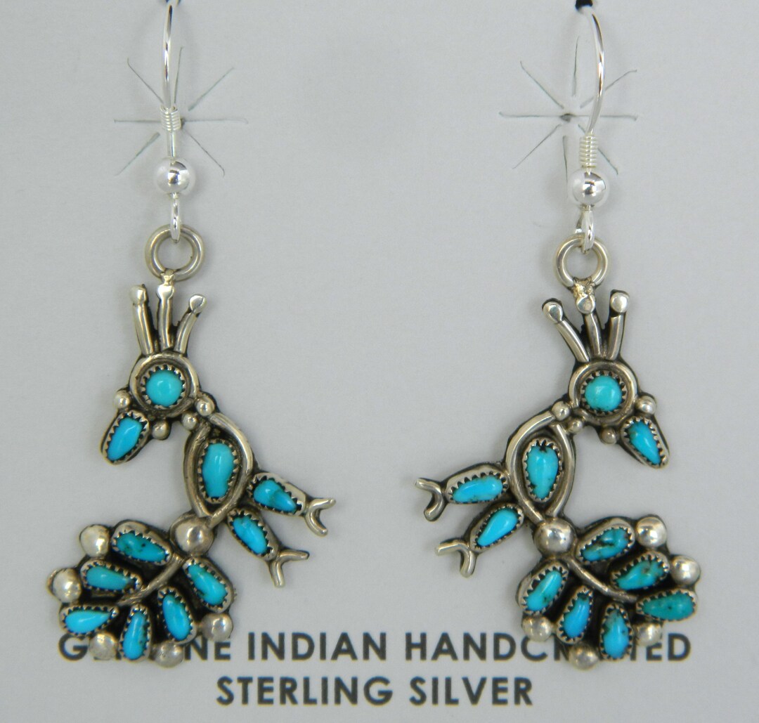 Native American Zuni Natural Turquoise Sterling Silver Old Pawn ...