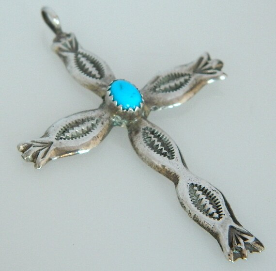Navajo Jewelry Sterling Silver Cross Pendant by Lorraine Chee