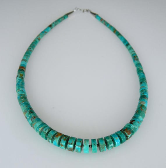 Quality Graduating Royston Turquoise Santo Domingo Sterling Native American Jewelry Silver Necklace Quality Graduating Royston Turquoise Santo Domingo Sterling Native American Jewelry Silver Necklace