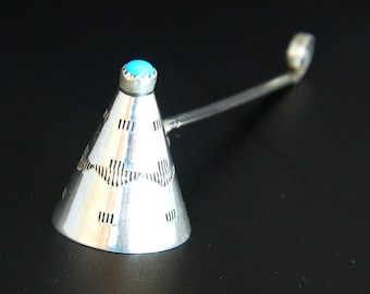 Apagavelas turquesa navajo nativo americano, hecho a mano, de Wesley Whitman, 11 cm