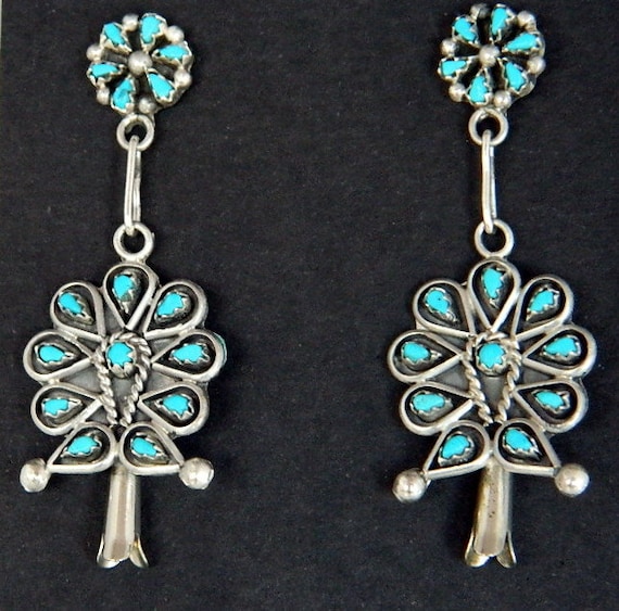Leekity Horses Vintage Native American Zuni Sterling Silver Turquoise Earrings Leekity Horses Vintage Native American Zuni Sterling Silver Turquoise Earrings