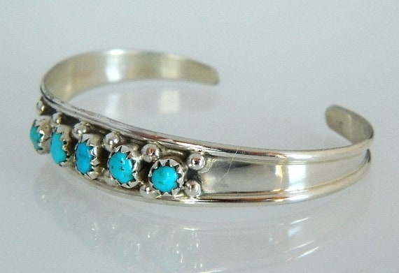 Native American Navajo Turquoise Sterling Silver … - image 2