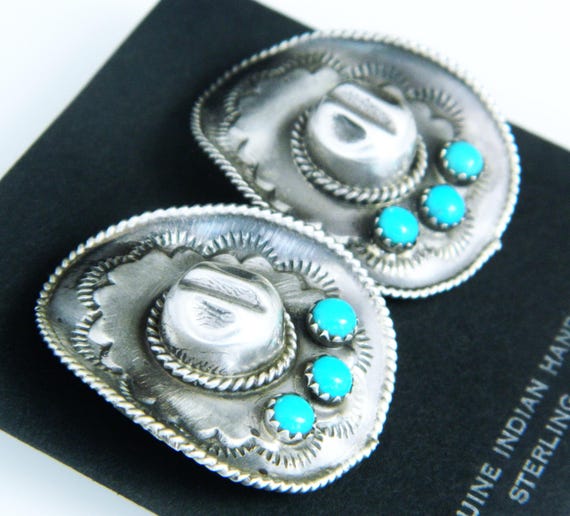 Nice Vintage Native American Navajo Turquoise & Mop Sterling Silver Post Earrings Nice Vintage Native American Navajo Turquoise & Mop Sterling Silver Post Earrings