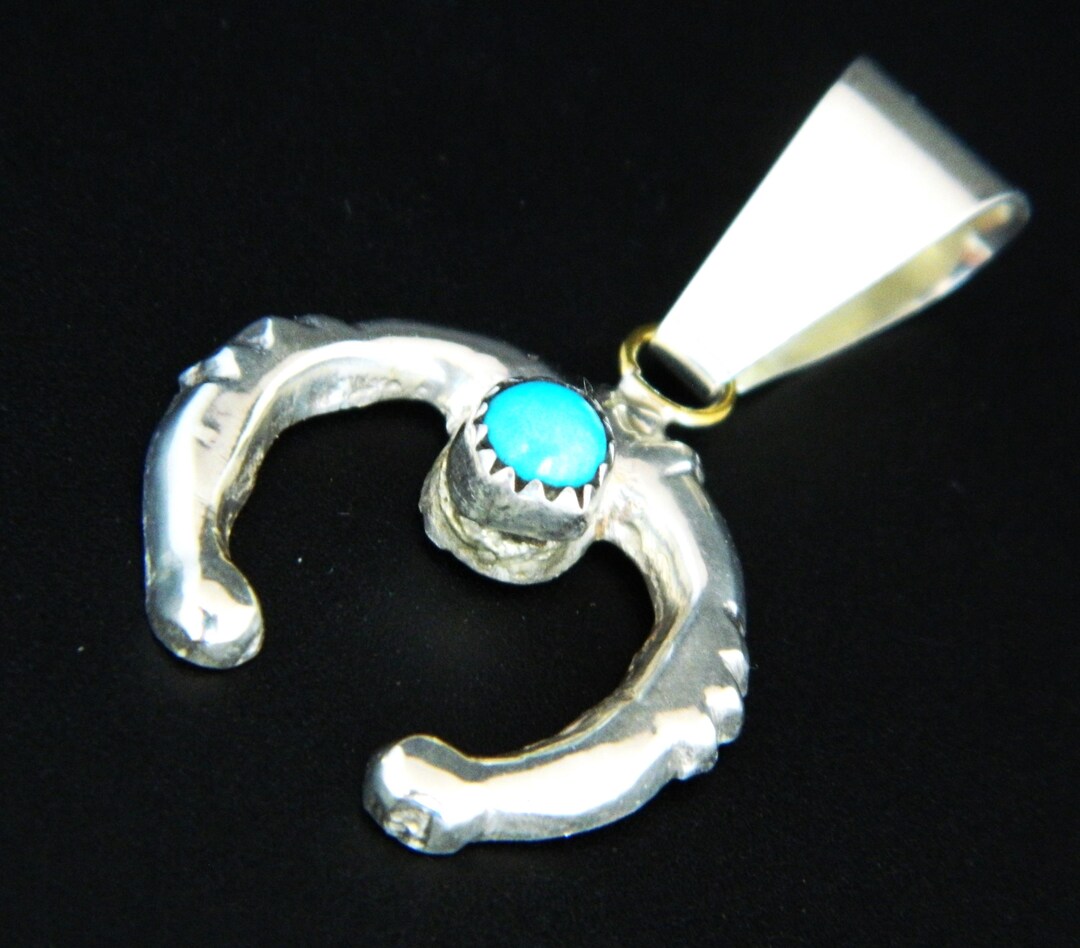 Phil Garcia Navajo HandMade Naja Kingman Turquoise .925 Pendant with hook