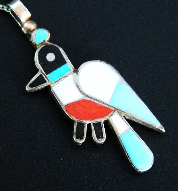Native American Zuni Turquoise Coral Jet MOP Ster… - image 3