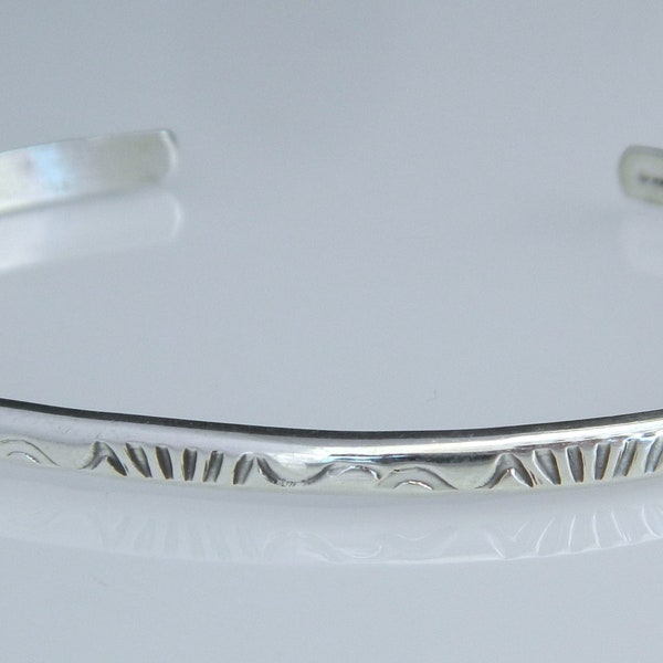 Native American Navajo Sterling Silver Handmade Cuff Bracelet Signed Elaine Tahe 6 1/2" SALE