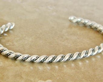 Native American Navajo Sterling Silver Double Twisted Wire Handmade Cuff Bracelet 6 1/2" 13.1 grams