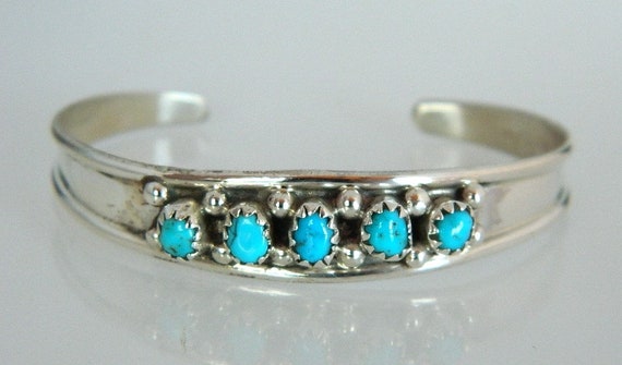 Native American Navajo Turquoise Sterling Silver … - image 1