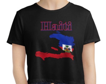 Haiti flag crop top Haiti shirt island Map Tee