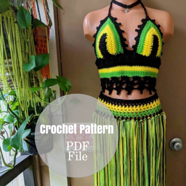 Modèle de tenue jamaïcaine, fichier PDF, comment modéliser un haut et une ceinture jamaïcains, tenue de festival,