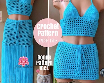 Crochet pattern, Crochet skirt pattern, crochet top pattern, skirt pattern, PDF file, crochet beach skirt pattern, how to crochet, pattern