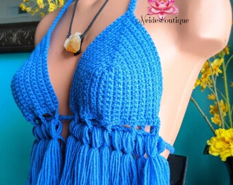 crochet top with tassels