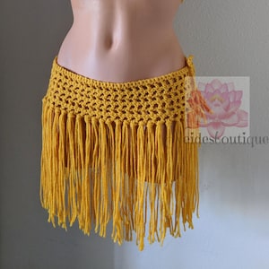 Gehäkelte Rock, kurze Fransen Badeanzug Hülle, Senf Bikini Hülle,Strandrock,Badeanzug Cover up,Häkel cover up,Gold Bikini Cover,Bohoc