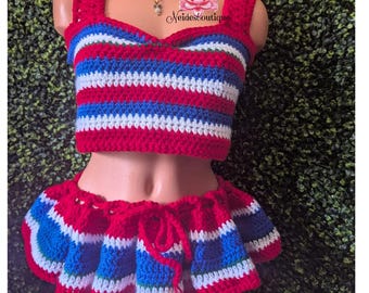 Haitianer Outfit Festival Outfit Karneval Outfit Häkel Top Rock Bikini Unterteil Festival Rock Jamaika Afropunk Festival Boho Style beac