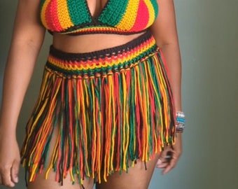 Rasta Outfit, Festival Outfit,carnival Outfit, Crochet Top, Rasta