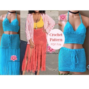 Crochet pattern, Crochet skirt pattern, crochet top pattern, skirt pattern, PDF file, crochet beach skirt pattern, how to crochet, pattern