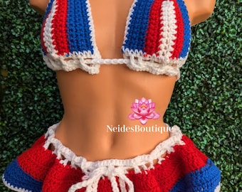 Haitian Republic outfit festival outfit carnival Outfit crochet top skirt bikini bottom festival skirt Haitian afropunk festival bohemian