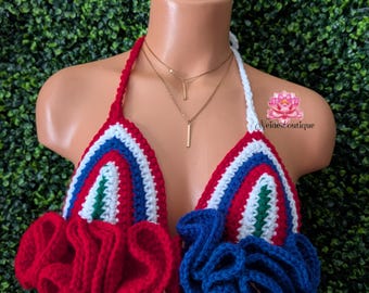 Haïtiaanse top festival outfit ruche carnaval outfit gehaakte top rok bikinibroekje rasta gehaakte top Jamaicaanse afropunk festival boho