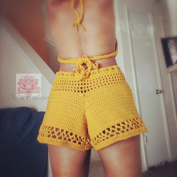 high waisted crochet shorts
