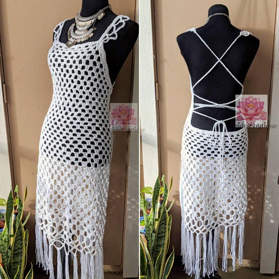 White Bohemian Dress Bathing Suit Cover Beach Wedding Bikini Etsy